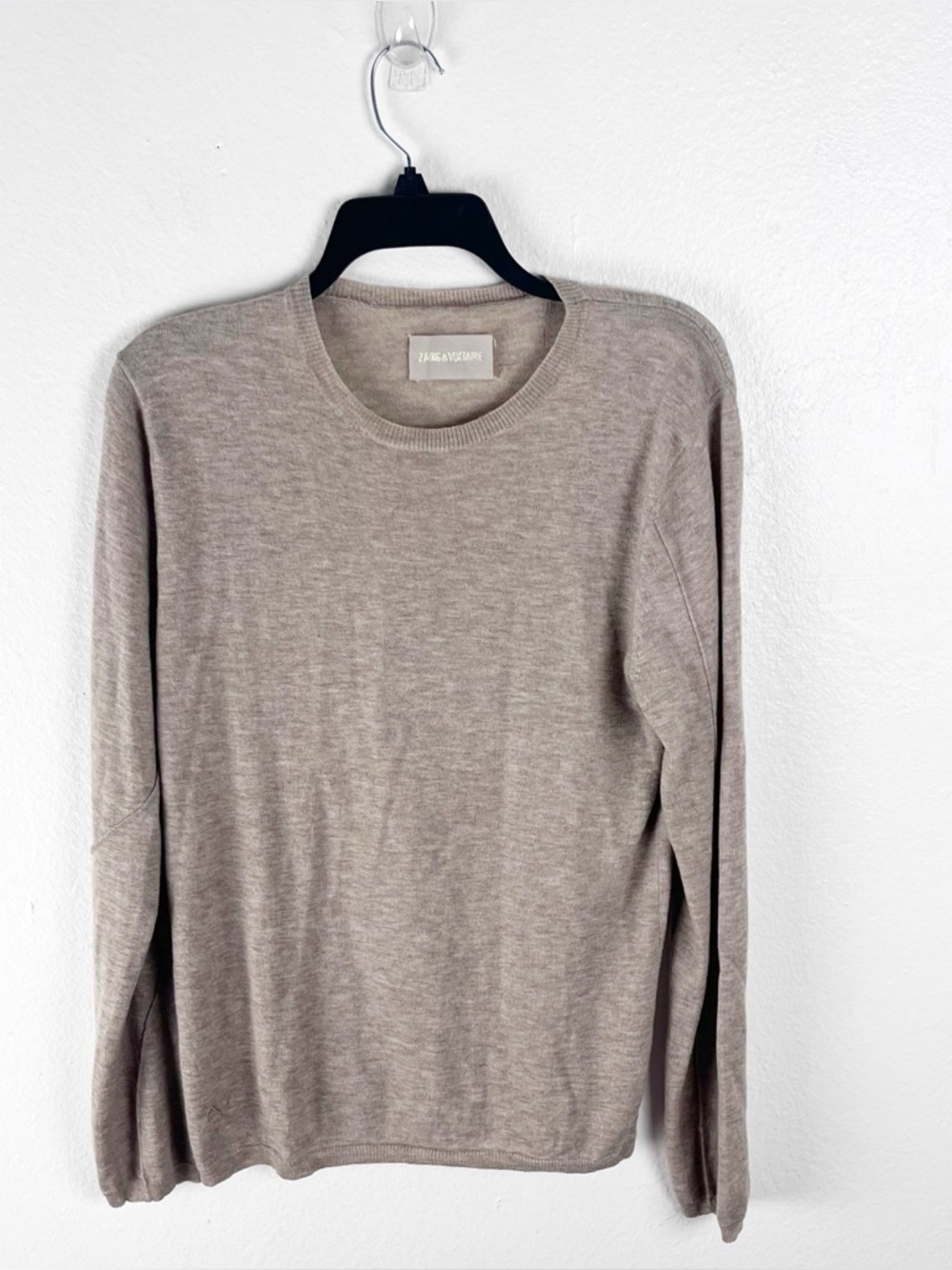 ZADIG & VOLTAIRE Jeremy Wool Cashmere Blend Tan Long Sleeves  Sweater Medium